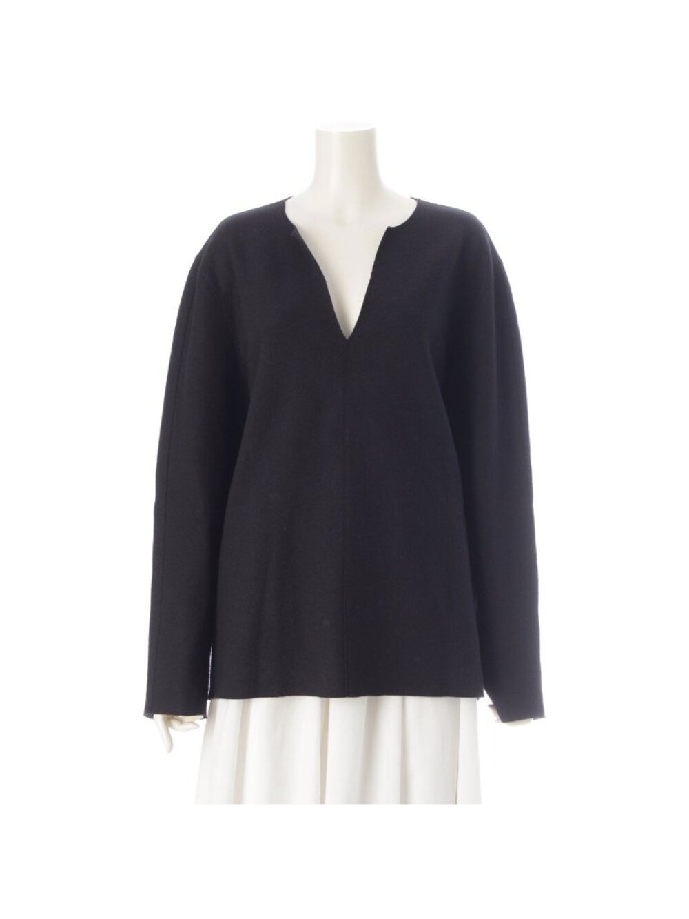 Loewe Wool V-neck Long Sleeve Top Black